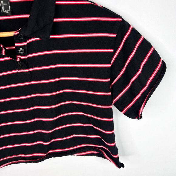 Forever 21 Cropped Stripe Polo Shirt Small - Picture 2 of 6